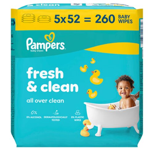 Pampers vlažne maramice za bebe Fresh 5x52 kom / XXL Cijene
