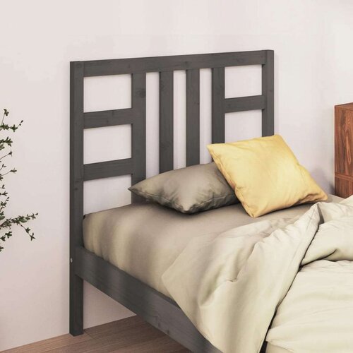  Uzglavlje za krevet sivo 106 x 4 x 100 cm od masivne borovine Slike