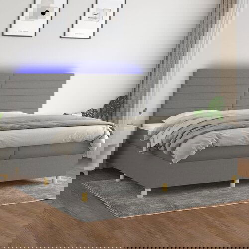 The Living Store Box spring postelja z vzmetnico LED temno siva 200x200 cm blago - Box Spring Postelja, (21521469) Cene