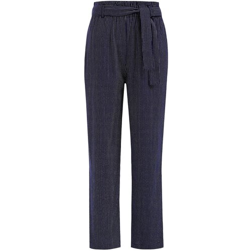 WE Fashion Hlače temno modra / bela Slike