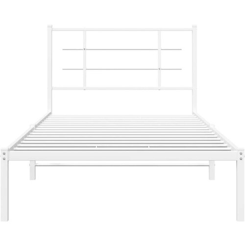 vidaXL Metalni okvir za krevet s uzglavljem bijeli 107x203 cm Cene