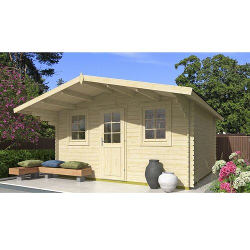 Male kuće Drvena vrtna kućica CLARA 445 &times; 400 cm sa &scaron;indrom Cijene