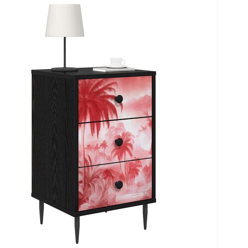  Noćni ormar AACHEN Crni hrast 36 x 33 x 61 cm Konstruirano drvo Slike