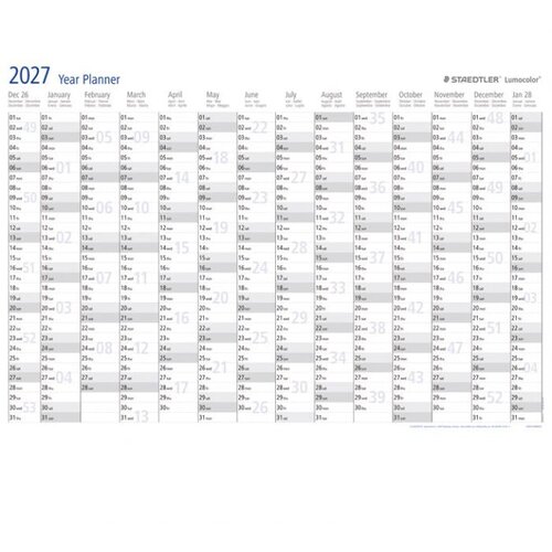  PLOČA PLANER GODI&amp;Scaron;NJI ZA 2027.LUMOCOLOR STAEDTLER 641 YP-1 27 Slike