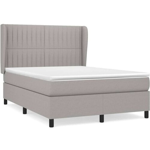 Krevet s oprugama i madracem svjetlosivi 140x190 cm od tkanine Slike
