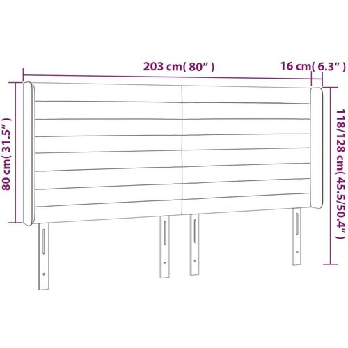  Uzglavlje s u&amp;scaron;ima tamnoplavi 203x16x118/128 cm bar&amp;scaron;unasti Slike