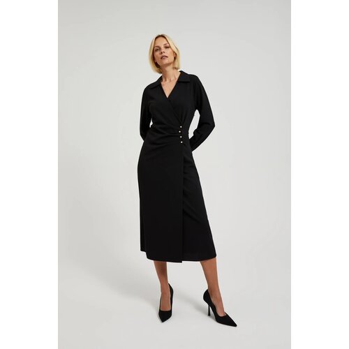 Moodo Women&amp;#039;s midi shirt dress with decorative buttons - black Slike