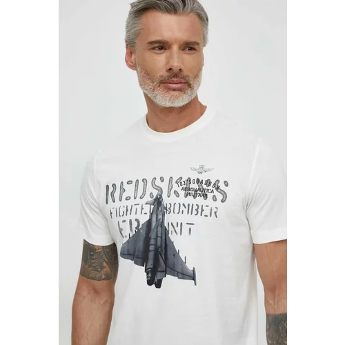 Aeronautica Militare Pamučna majica za muškarce, boja: bež, s tiskom