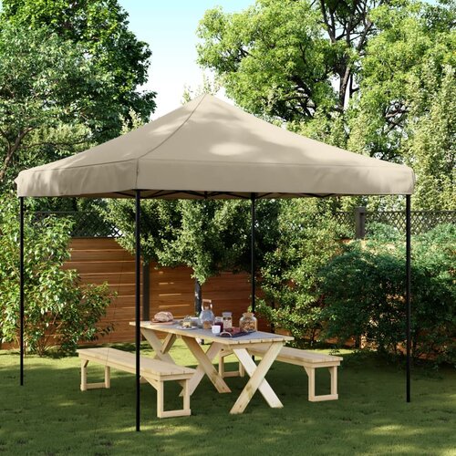 VidaXL Sklopivi prigodni &amp;scaron;ator za zabave smeđesivi 292 x 292 x 315 cm Slike