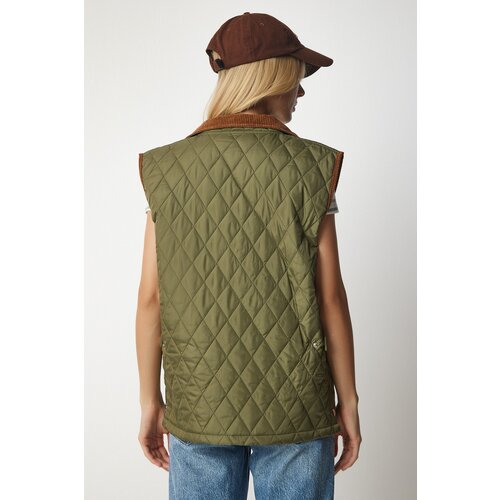  Women&amp;#039;s Khaki Pocket Quilted Vest Slike