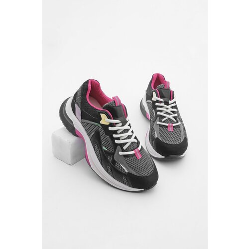 Marjin Women's Sneaker High Sole Sports Shoes Suitcase Black Slike