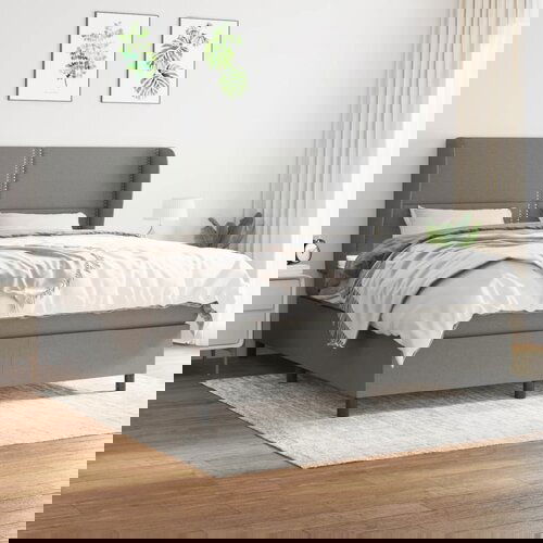 The Living Store Box spring postelja z vzmetnico temno siva 180x200 cm blago - Box Spring Postelja, (21519585) Cene