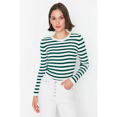 Trendyol Light Green Striped Knitwear Sweater