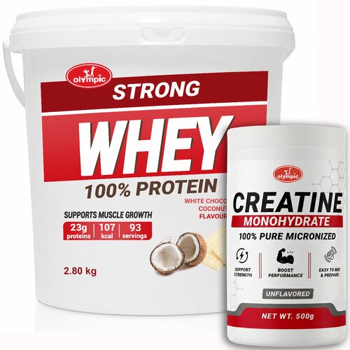 Olympic Strong Whey Protein Bela čokolada i Kokos 2.8kg + Creatine Monohydrate 500g Cene