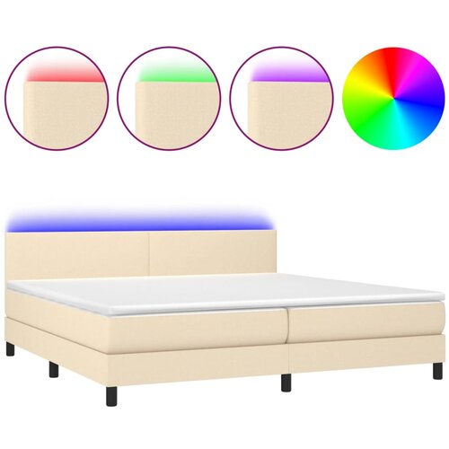 Maison Chic Box spring postelja - Vzmetna postelja z vzmetnico LED krem 200x200 cm blago SL15172, (21901191) Cene