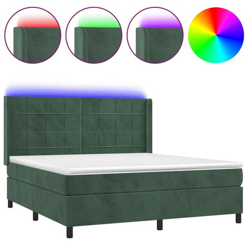 Maison Chic Box spring postelja - Vzmetna postelja z vzmetnico LED tem. zelena 160x200cm žamet SL22347, (21892581) Cene