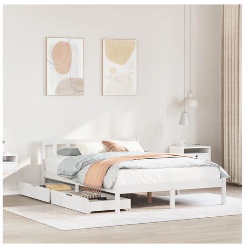 VidaXL Okvir kreveta bez madraca bijeli 120 x 200 cm masivna borovina Slike
