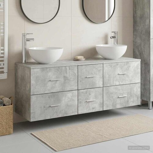  Set ormarića za kupaonicu 3 kom. Betonska siva 49,5 x 41 x 64,5 cm Cijene