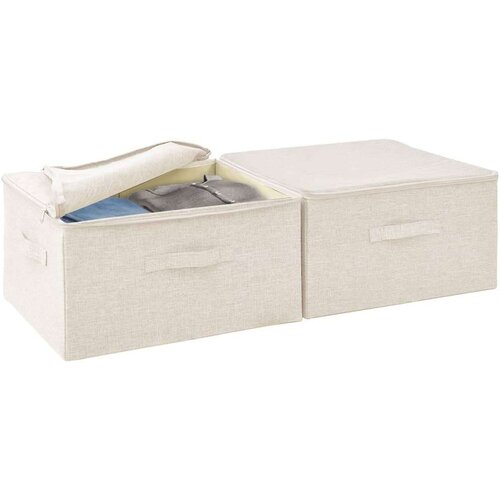 VidaXL Kutije za pohranu 2 kom od tkanine 43 x 34 x 23 cm krem Slike