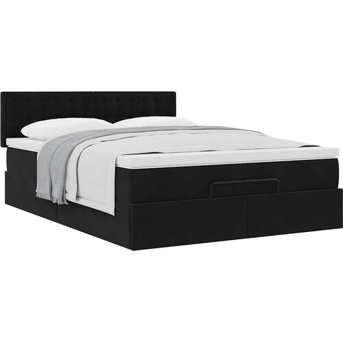  Otomanski krevet s madracem crni 140x190cm bar&amp;scaron;unasti Slike