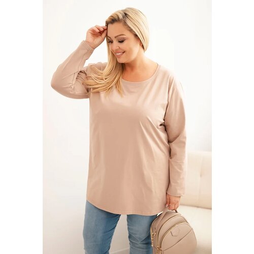 Kesi Women&amp;#039;s Plus Size cotton blouse with a round neckline fango Slike