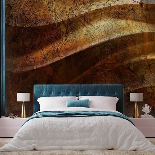  Foto tapeta - Liquid gold - abstract wavy composition with leaf patterns 300x210 Slike
