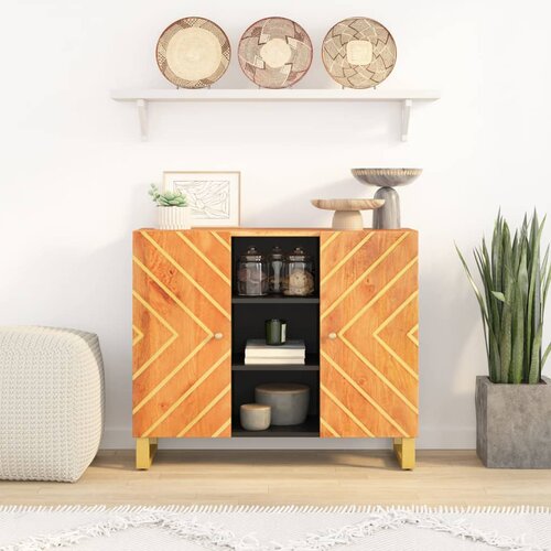 vidaXL Bočni ormarić smeđe-crni 90x33 5x75 cm od masivnog drva manga Cijene