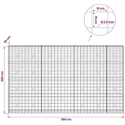  Gabion s žicom debljine 3 5 mm i mrežom 10x10 cm 350x30x200 cm - 30 cm 200 cm 350 cm Slike