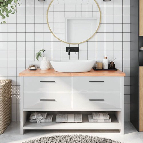  Kupaonska radna ploča svjetlosmeđa 140x50x(2-4) cm masivno drvo Slike