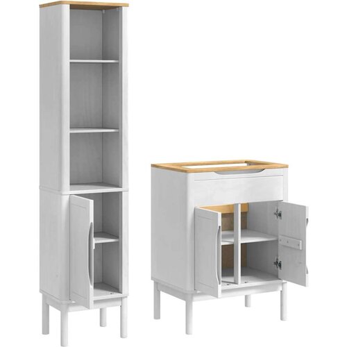  Set namje&amp;scaron;taja za kupaonicu 2 pcs Bijelo Čvrsto borovo drvo Slike