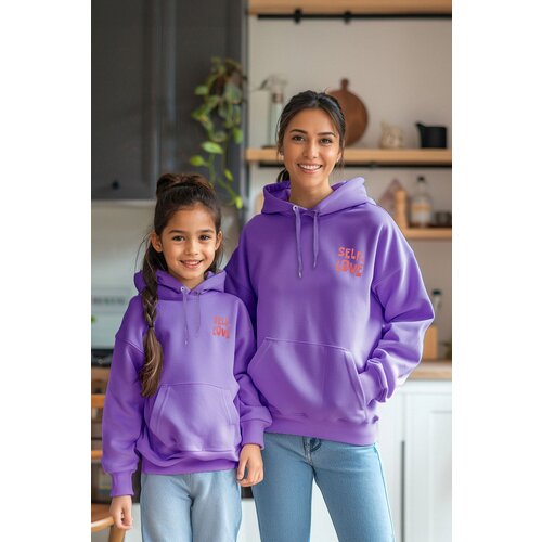 Trendyol Purple Girl Back Printed Knitted Mini Me Sweatshirt Slike