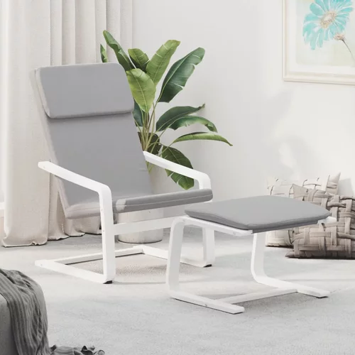 vidaXL Stol za sproščanje s stolčkom za noge svetlo sivo blago
