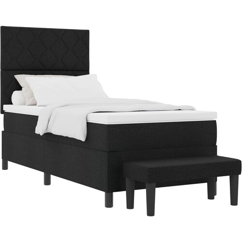 VidaXL Krevet s podnicom s madracem i klupom crne boje 90x200 cm tkanina Slike