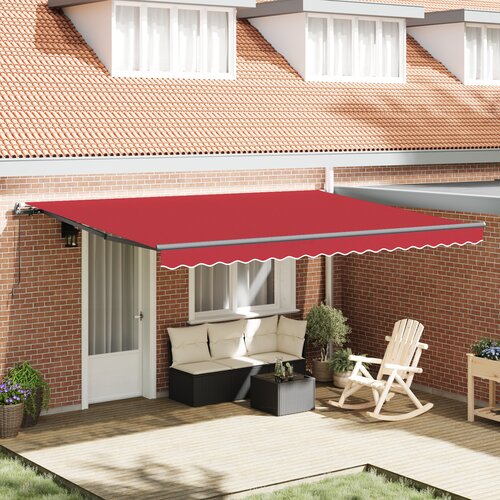 VidaXL Ručna Uvlačiva Tenda Crvena 450x300 cm, Tenda Zamjenska Tkanina za Okvir 4.5x3 m Crvena Slike