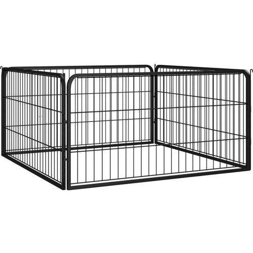 vidaXL Ograda za pse s 4 panela crna 100 x 50 cm čelik obložen prahom Cijene
