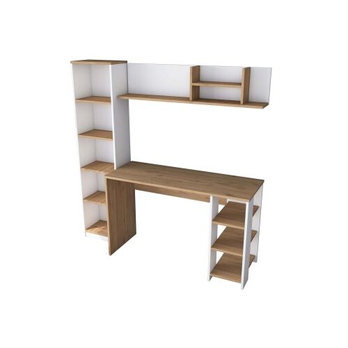 Hanah home Hanah kućni radni sto HA125-3428, 160x161.8x45 cm, Orah-bijela Slike