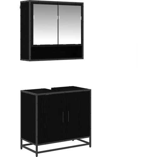  Set namje&amp;scaron;taja za kupaonicu 2 kom. Crni hrast 65 x 33 x 60 cm Slike
