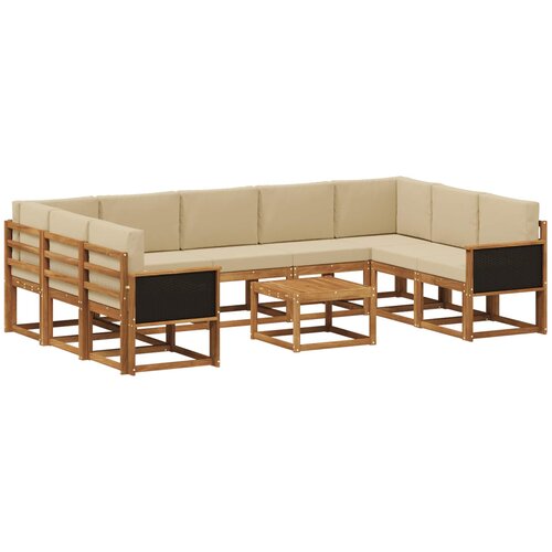 vidaXL Zunanja garnitura za sedenje z blazino 10 pcs Naravna in bež, (5000282102) Cene