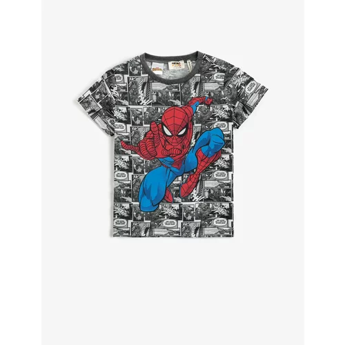Koton Spiderman Printed Short Sleeve T-Shirt Licensed Crew Neck