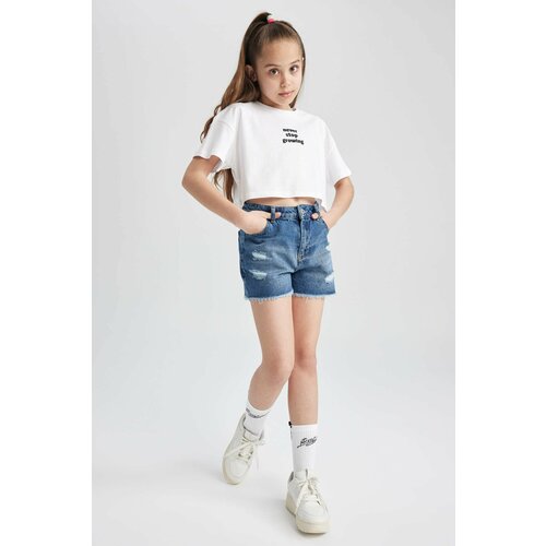 Defacto Girl Mom Fit Ripped Detailed Shorts Cene