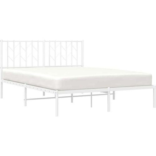 vidaXL Metalni okvir za krevet s uzglavljem bijeli 135x190 cm Cene
