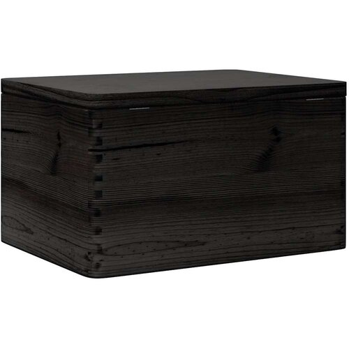 Drvena kutija s poklopcem crna 40x30x23 cm puno drvo bor Slike