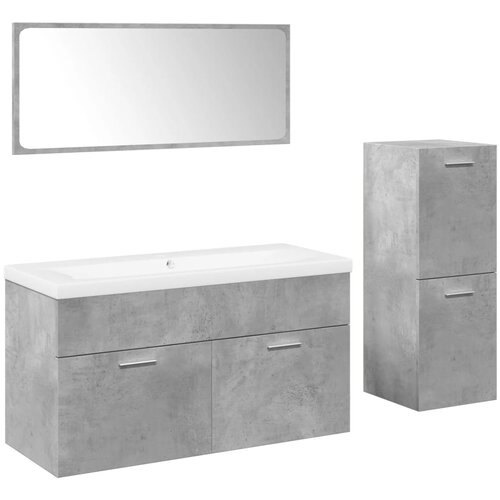 VidaXL 4-dijelni set kupaonskog namje&amp;scaron;taja siva boja betona drveni Slike