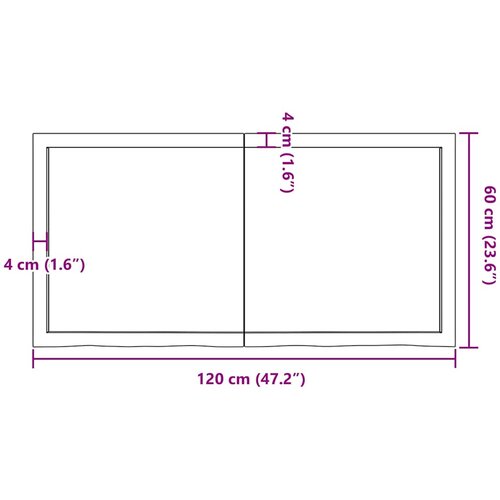 Stolna ploča tamnosmeđa 120x60x(2-4) cm obrađena masivna hrast Slike