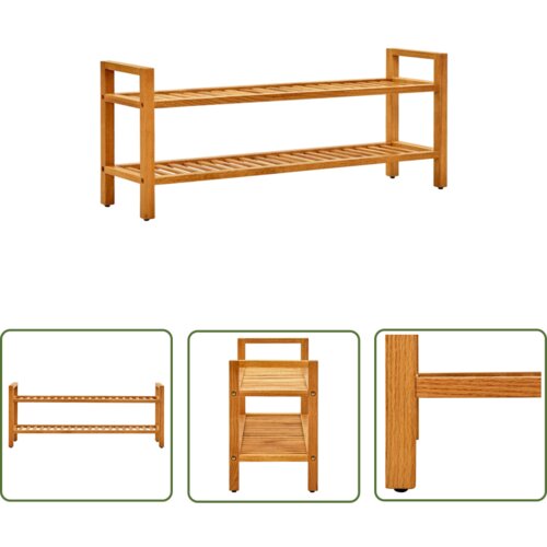 The Living Store Stojalo za čevlje z 2 policama 100x27x40 cm trdna hrastovina - Stojalo Za Čevlje, (21744499) Cene