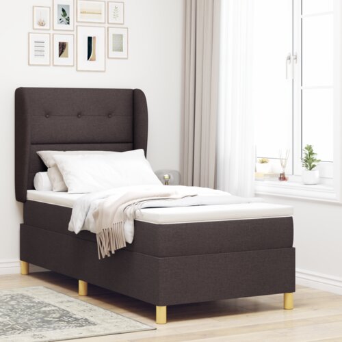 Box Spring Krevet s Madracem Tamno Smeđi 100x200 cm Tkanina Cijene