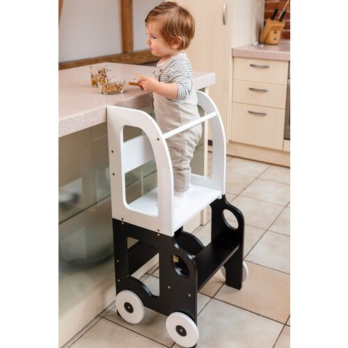 ToddlerInFamily 2v1 MONTESSORI STOL�EK POMAGAL�EK-MOTIV AVTO (VE� BARV)-Modra Cene