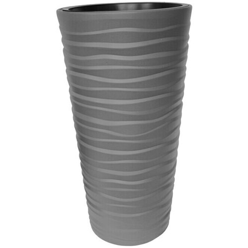  Visoka okrugla posuda za biljke Bora (Vanjska dimenzija (&amp;oslash; x V): 30 x 66 cm, Plastika, Sive boje) Slike