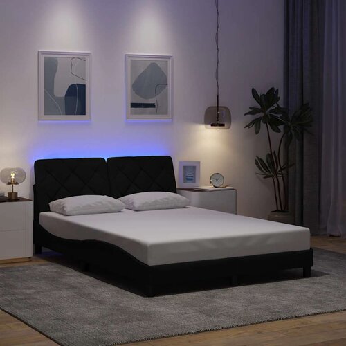  Okvir kreveta s LED-om bez madraca crni 140 x 190 cm od tkanine Cene