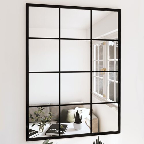 vidaXL Stensko ogledalo 2 kosa črno 80x60 cm kovinsko Cene